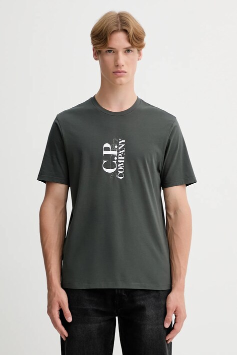 C.P. Company t-shirt bawełniany męski kolor szary z nadrukiem 19CMTS091A005100W