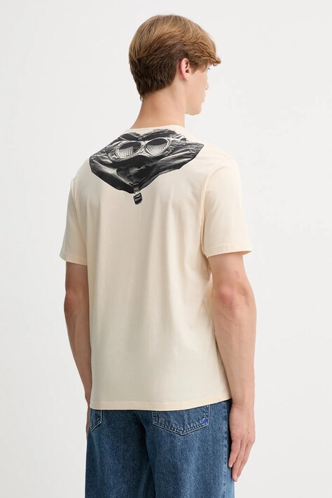 C.P. Company t-shirt bawełniany męski kolor beżowy z nadrukiem 19CMTS725A005100W