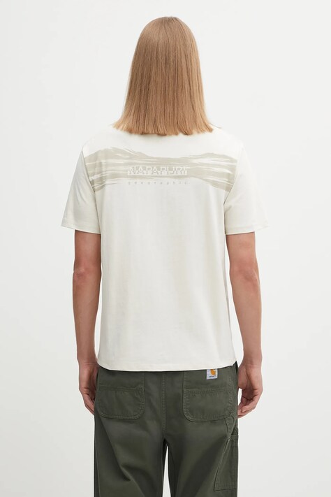 Napapijri t-shirt in cotone S-Back Graphic uomo colore beige NP0A88SUN1J1