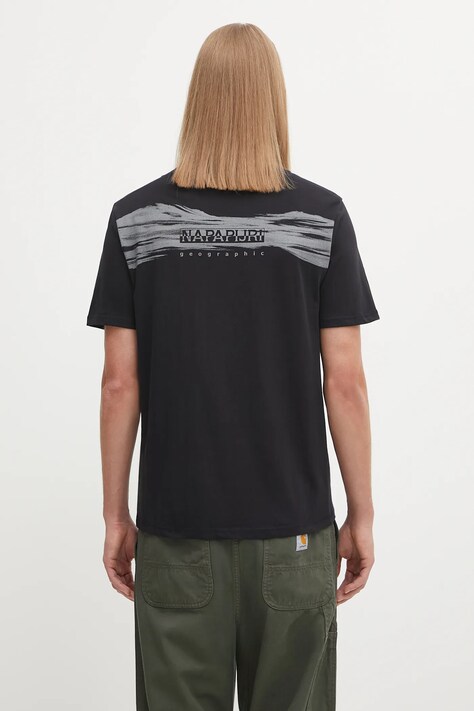 Napapijri t-shirt bawełniany S-Back Graphic męski kolor czarny z nadrukiem NP0A88SU9411