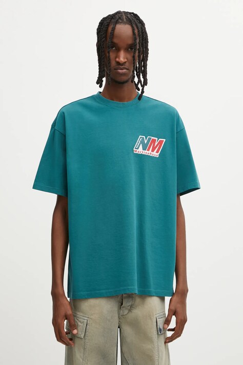 Napapijri t-shirt bawełniany Napapijri x Martine Rose męski kolor zielony z nadrukiem NP0A4HEWG2A1