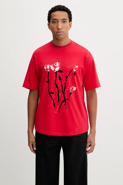 Napapijri t-shirt bawełniany Napapijri x Martine Rose męski kolor czerwony wzorzysty NP0A4I56RB11