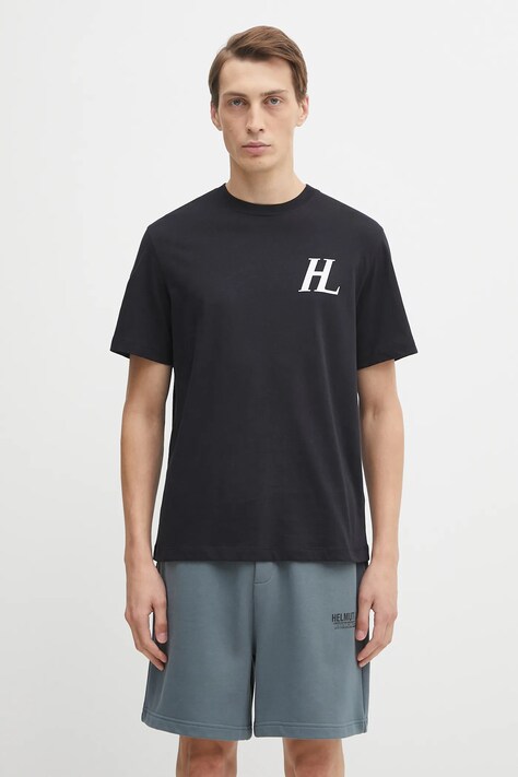 Helmut Lang t-shirt bawełniany męski kolor czarny z nadrukiem P04HM507