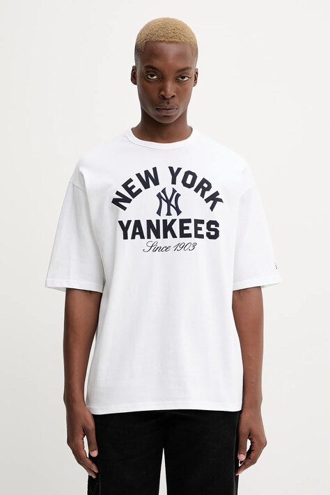 New Era t-shirt bawełniany męski kolor biały z aplikacją 60684327