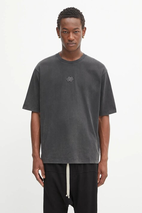 Filling Pieces t-shirt bawełniany Boxy Embroidered męski kolor szary z aplikacją 412520501142