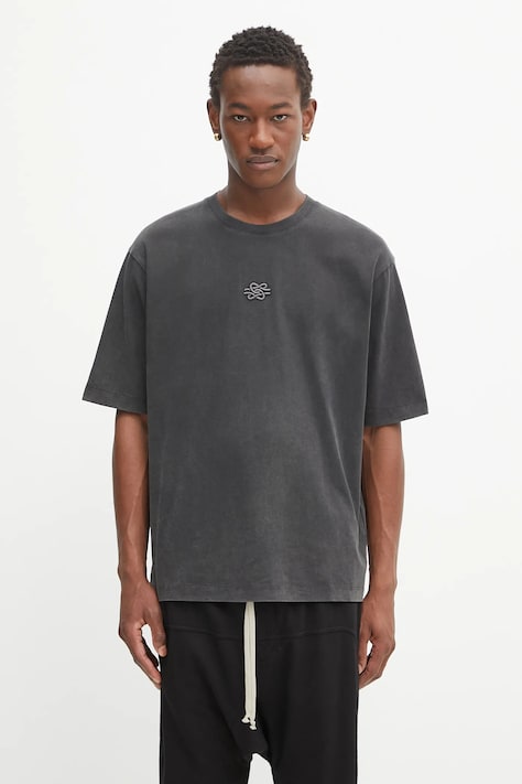 Filling Pieces t-shirt bawełniany Boxy Embroidered męski kolor szary z aplikacją 412520501142