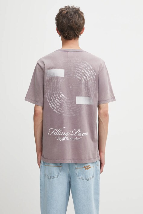 Filling Pieces t-shirt bawełniany Vinyl męski kolor różowy z nadrukiem 422520500240