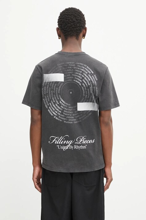 Filling Pieces t-shirt bawełniany Vinyl męski kolor szary z nadrukiem 422520500240
