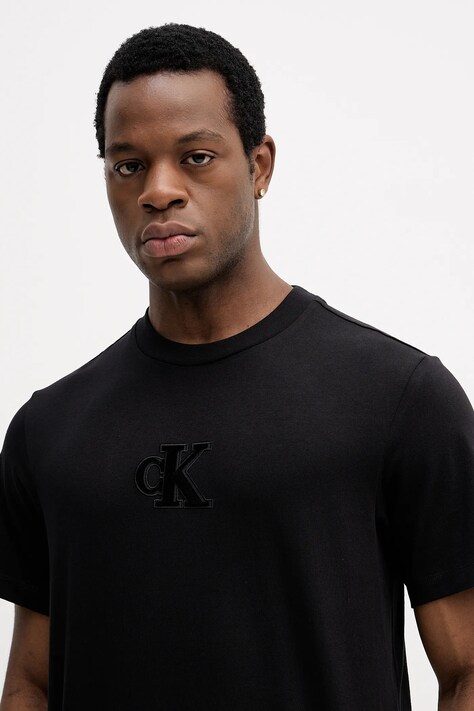 Calvin Klein Jeans t-shirt bawełniany męski kolor czarny z aplikacją LV04RD253G