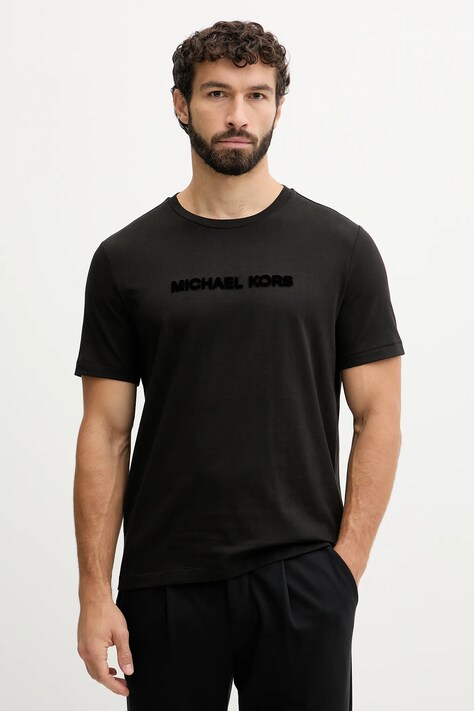 Michael Kors t-shirt bawełniany męski kolor czarny z aplikacją CF552PK1V2