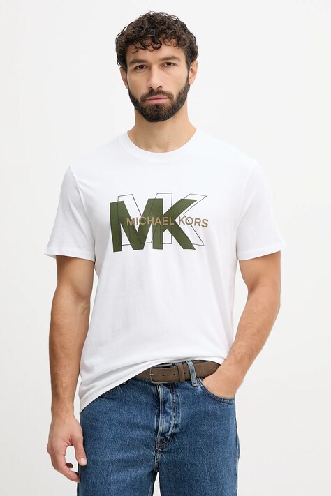 Michael Kors t-shirt bawełniany męski kolor biały z nadrukiem CF552PZFV4
