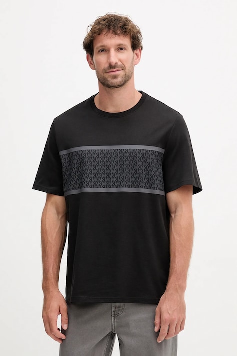 Michael Kors tricou din bumbac culoarea negru, cu imprimeu, CF552Q11V2