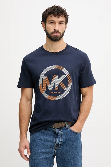 Michael Kors t-shirt bawełniany męski kolor granatowy z nadrukiem CF552TWFV4