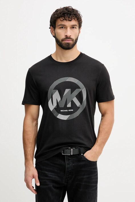 Michael Kors t-shirt bawełniany męski kolor czarny z nadrukiem CF552TWFV4