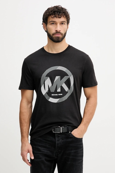 Michael Kors t-shirt bawełniany męski kolor czarny z nadrukiem CF552TWFV4