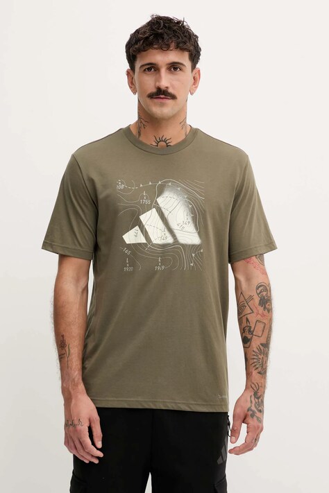 adidas t-shirt Climacool City Tech męski kolor zielony z nadrukiem JM6455