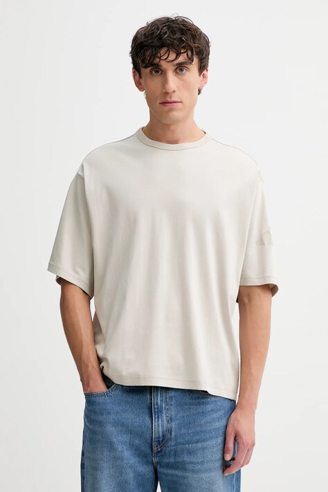 adidas t-shirt bawełniany Soft Lux męski kolor beżowy gładki KB6778