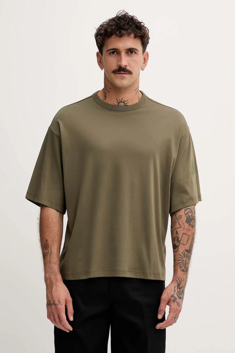 adidas t-shirt bawełniany Soft Lux męski kolor zielony z nadrukiem KB8094