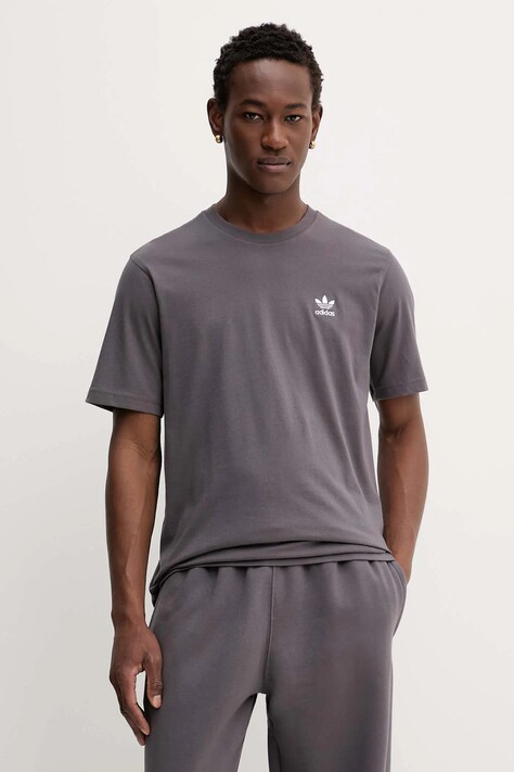 adidas Originals t-shirt bawełniany Trefoil męski kolor brązowy z aplikacją JV5936