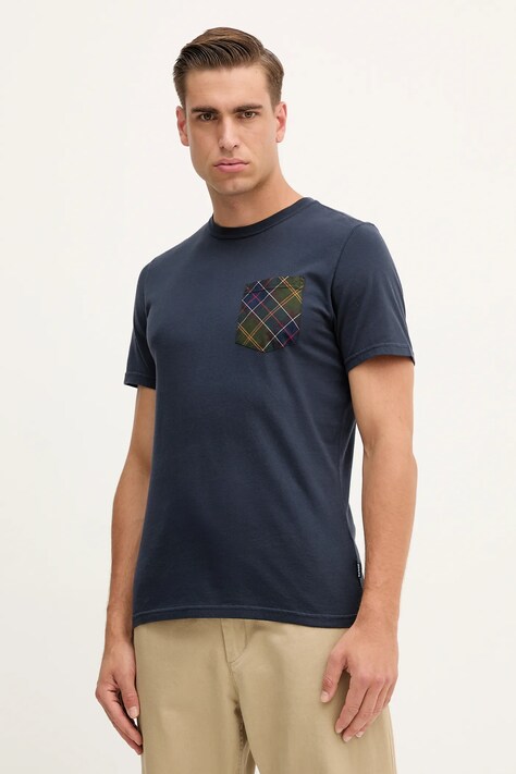 Barbour t-shirt bawełniany męski kolor granatowy z aplikacją MTS1470