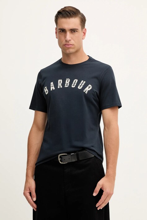 Barbour t-shirt bawełniany BOUGHS męski kolor granatowy z nadrukiem MTS1509