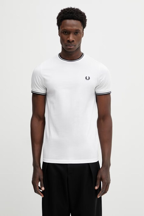Fred Perry t-shirt bawełniany męski kolor biały gładki M1588V