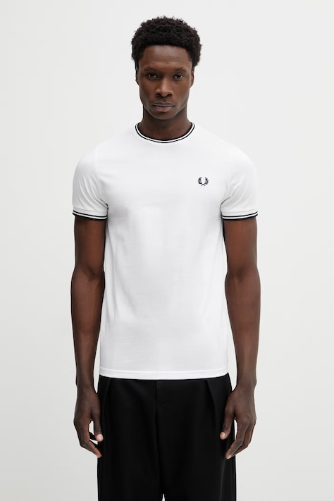 Fred Perry t-shirt bawełniany męski kolor biały gładki M1588V