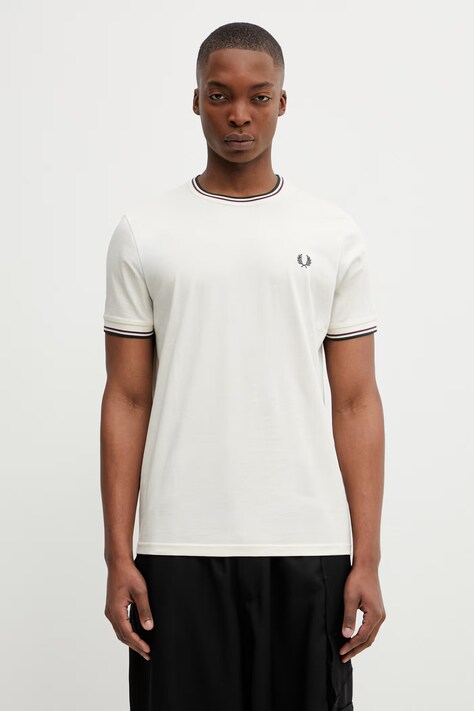 Fred Perry t-shirt bawełniany męski kolor beżowy gładki M1588V