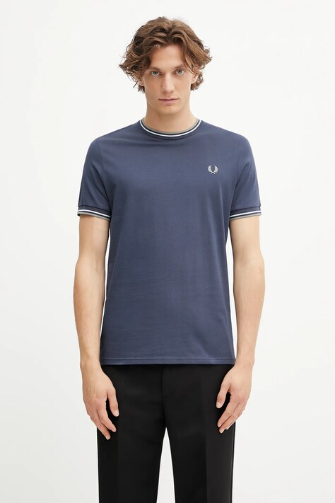Fred Perry t-shirt bawełniany męski kolor granatowy gładki M1588V