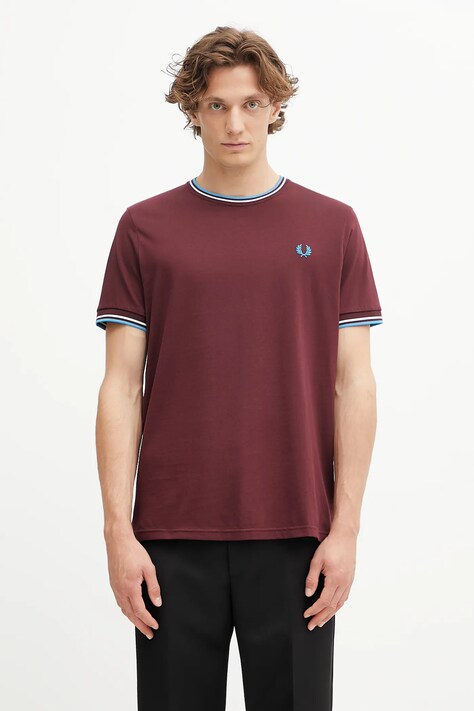 Fred Perry tricou din bumbac culoarea bordo, uni, M1588V