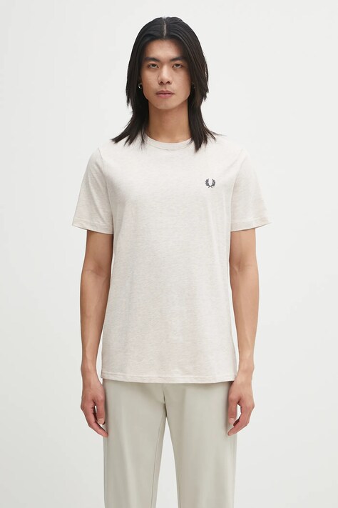 Fred Perry t-shirt bawełniany męski kolor beżowy gładki M1600V