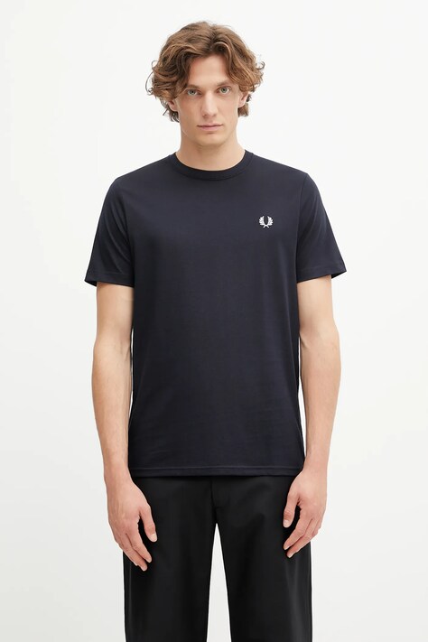 Fred Perry t-shirt bawełniany męski kolor granatowy gładki M1600V