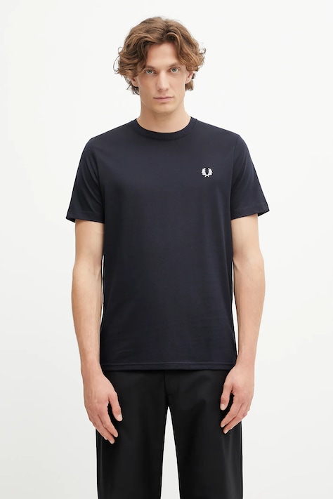 Fred Perry t-shirt bawełniany męski kolor granatowy gładki M1600V