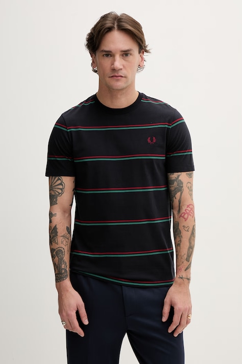 Fred Perry t-shirt bawełniany męski kolor granatowy wzorzysty M1734