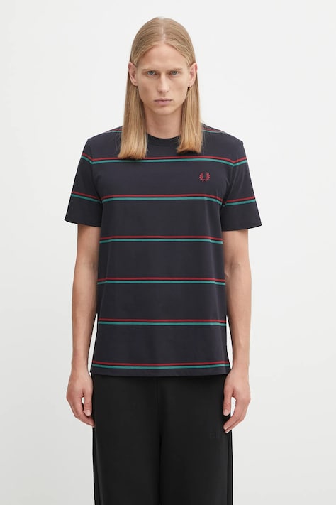 Fred Perry t-shirt bawełniany męski kolor granatowy wzorzysty M1734