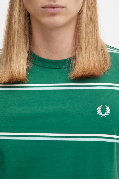 Fred Perry t-shirt bawełniany męski kolor zielony wzorzysty M1734