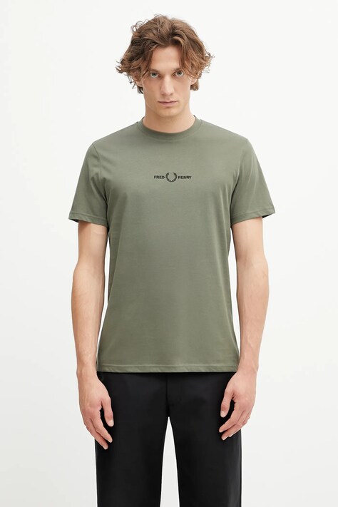Fred Perry t-shirt bawełniany męski kolor zielony gładki M4580