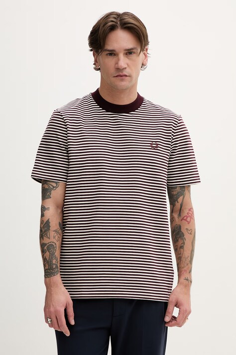 Fred Perry t-shirt bawełniany męski kolor bordowy wzorzysty M6581