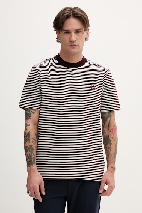 Fred Perry t-shirt bawełniany męski kolor bordowy wzorzysty M6581