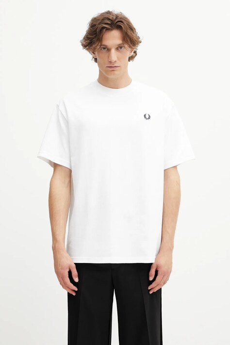 Fred Perry t-shirt bawełniany męski kolor biały gładki M8710