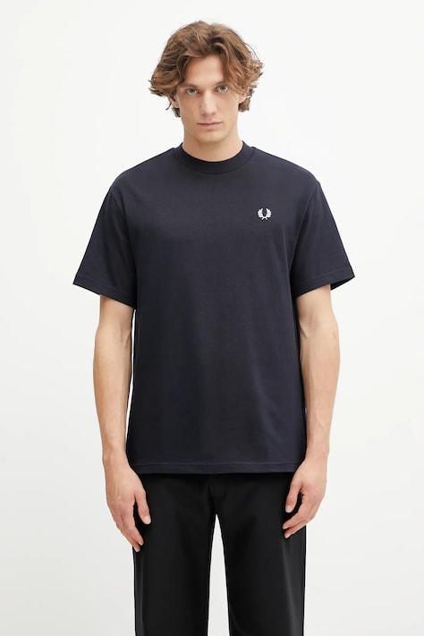 Fred Perry t-shirt bawełniany męski kolor granatowy gładki M8710