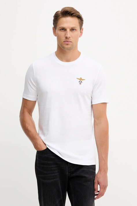Aeronautica Militare tricou din bumbac culoarea alb, cu imprimeu, TS1580UJ00372