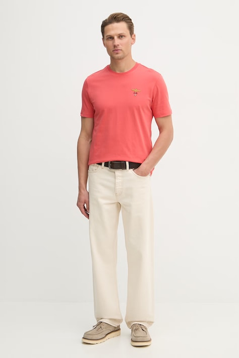 Aeronautica Militare t-shirt in cotone uomo colore rosso con applicazione TS1580UJ00372