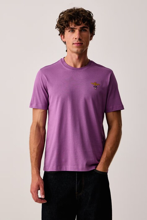 Aeronautica Militare T-shirt męski bawełniany fioletowy TS1580UJ00372