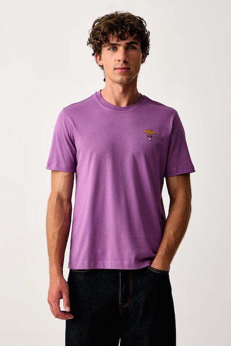 Aeronautica Militare Tricou pentru bărbați din bumbac violet TS1580UJ00372