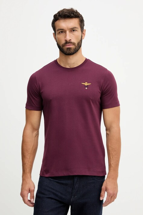 Aeronautica Militare t-shirt in cotone uomo colore granata con applicazione TS1580UJ00372