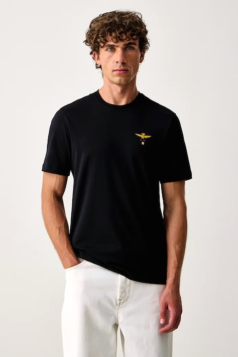 Aeronautica Militare Majica za muškarce od pamuka crna TS1580UJ00372