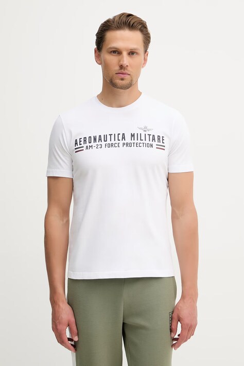 Aeronautica Militare футболка basic для мужчин из хлопка белая TS1942UJ00538