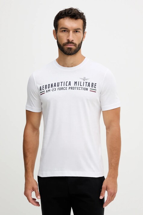 Aeronautica Militare tricou din bumbac culoarea alb, cu imprimeu, TS1942UJ00538