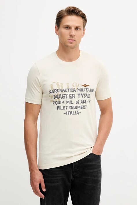 Aeronautica Militare t-shirt in cotone uomo colore beige TS2479UJ00641